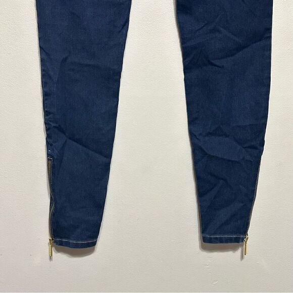Michael Kors Skinny Jeans Zipper Ankle Leg Hem Size 2 Stretch Dark Wash Decal - Picture 5 of 10